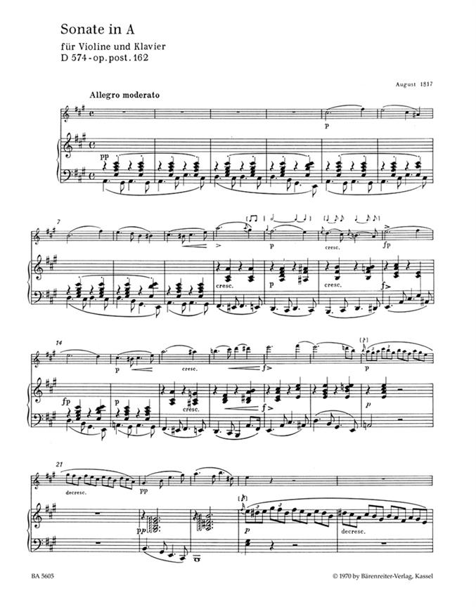 Sonata In A Major For Violin & Piano - for Violin and Piano - housle a klavír