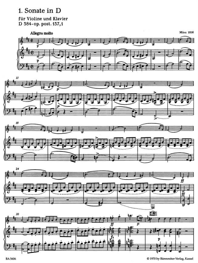 Three Sonatas for Violin and Piano op. 137, 1-3 - for Violin and Piano noty pro housle a klavír