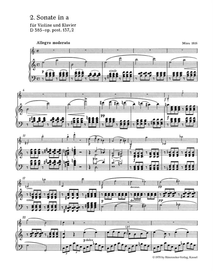 Three Sonatas for Violin and Piano op. 137, 1-3 - for Violin and Piano noty pro housle a klavír