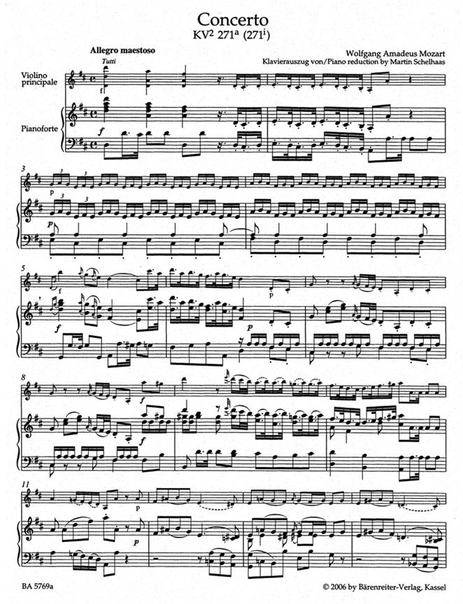 Concerto For Violin In D K.271a - housle a klavír