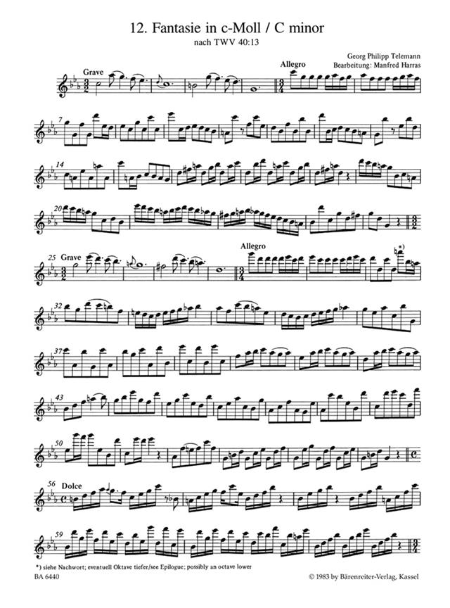 12 Fantasias For Treble Recorder Solo - na zobcovou flétnu