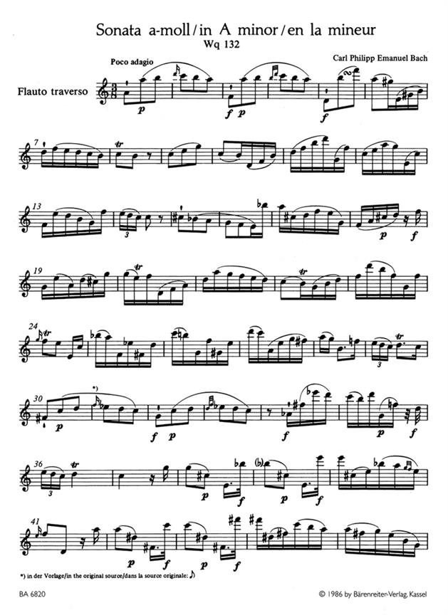 Sonata for Solo Flute A minor Wq 132 - na příčnou flétnu