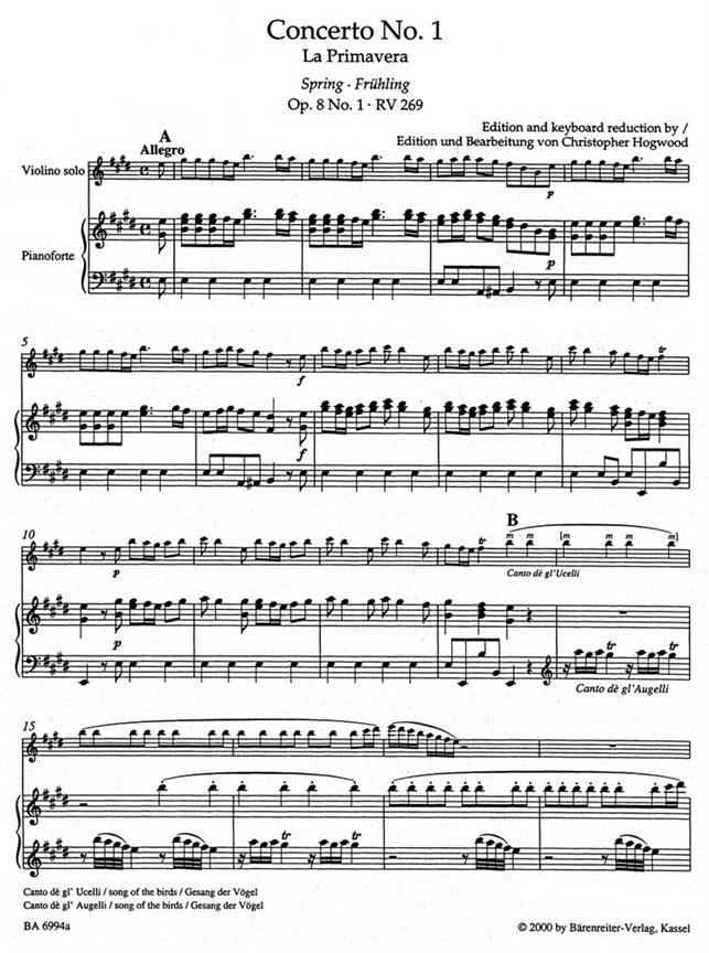 The Four Seasons Op. 8 - Le Quattro Stagioni - Die Vier Jahreszeiten - pro housle a klavír