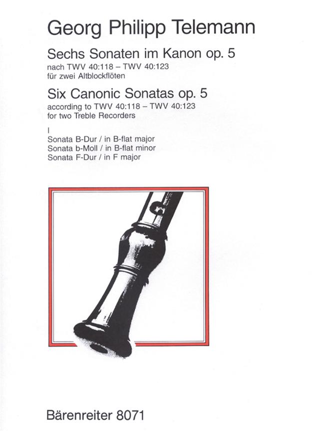 6 Sonatas Op 5 for two Treble Recorders - na zobcovou flétnu