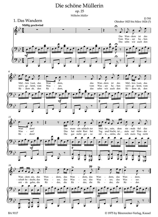 Die Schöne Müllerin Op.25 - High Voice - Hohe Stimme - zpěv a klavír