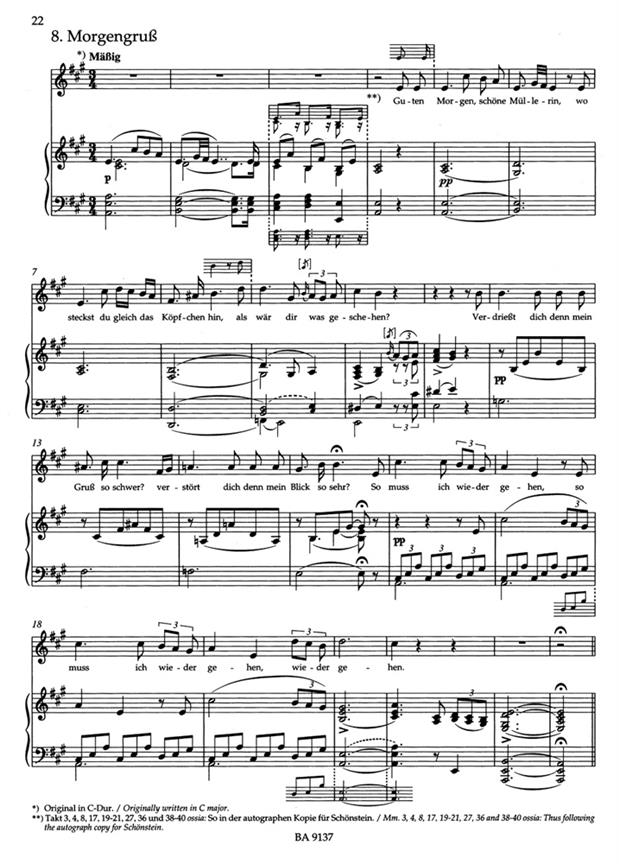 Die Schöne Müllerin Op.25 - Medium Voice - Mezzo - zpěv a klavír