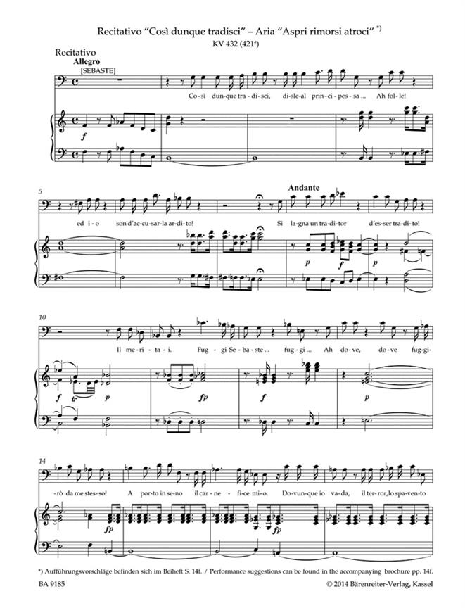 Concert Arias For Bass Voice And Piano - zpěv a klavír