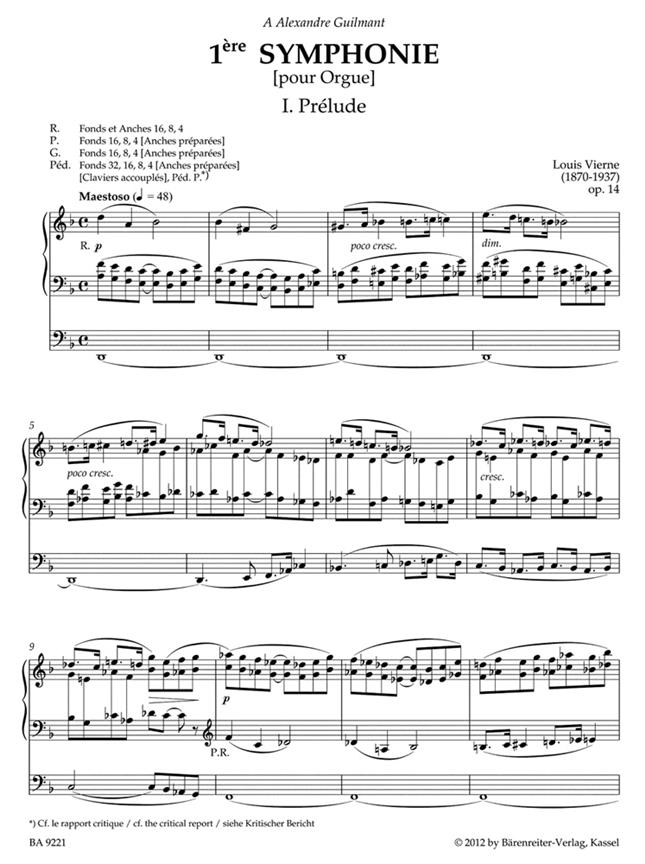 Symphonie 1 Op.14 - noty pro varhany