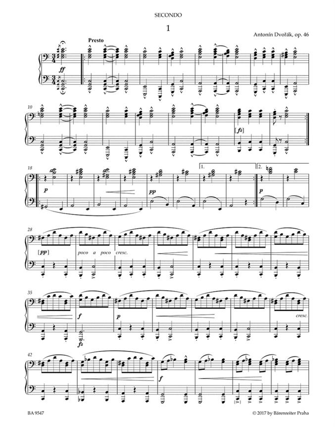 Slavonic Dances, Op. 46 - for Piano four hands - pro čtyřruční klavír