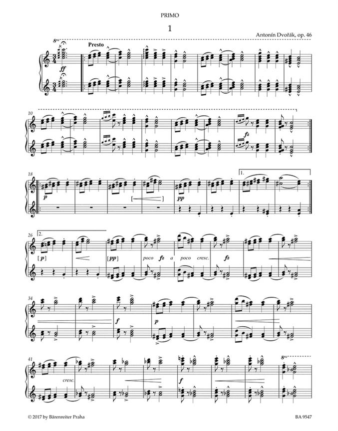 Slavonic Dances, Op. 46 - for Piano four hands - pro čtyřruční klavír