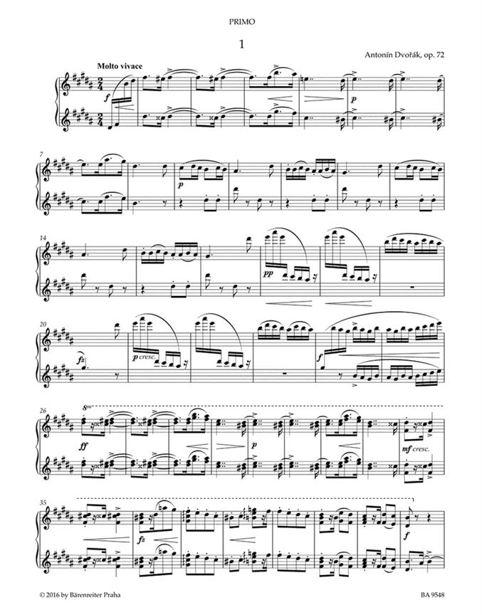 Slavonic Dances, Op. 72 - for Piano four hands - pro čtyřruční klavír