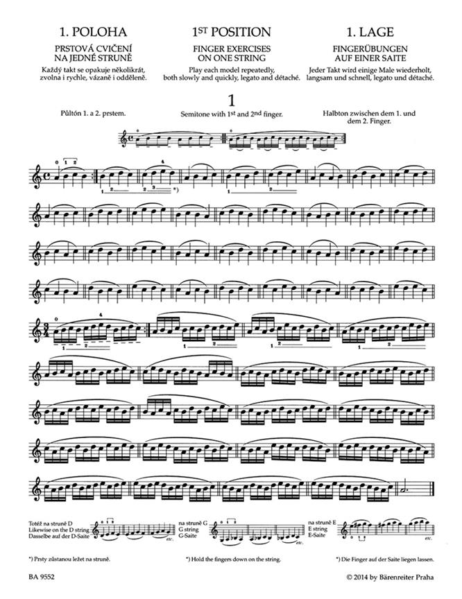 Škola houslové techniky op. 1, sešit 1 - 1. poloha