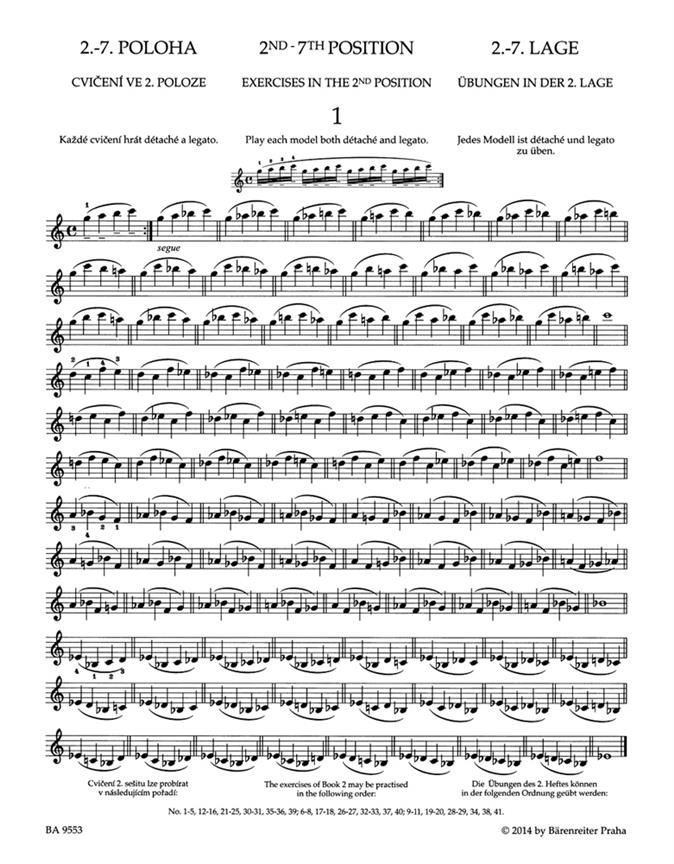 Škola houslové techniky op. 1, sešit 2 - 2.–7. poloha