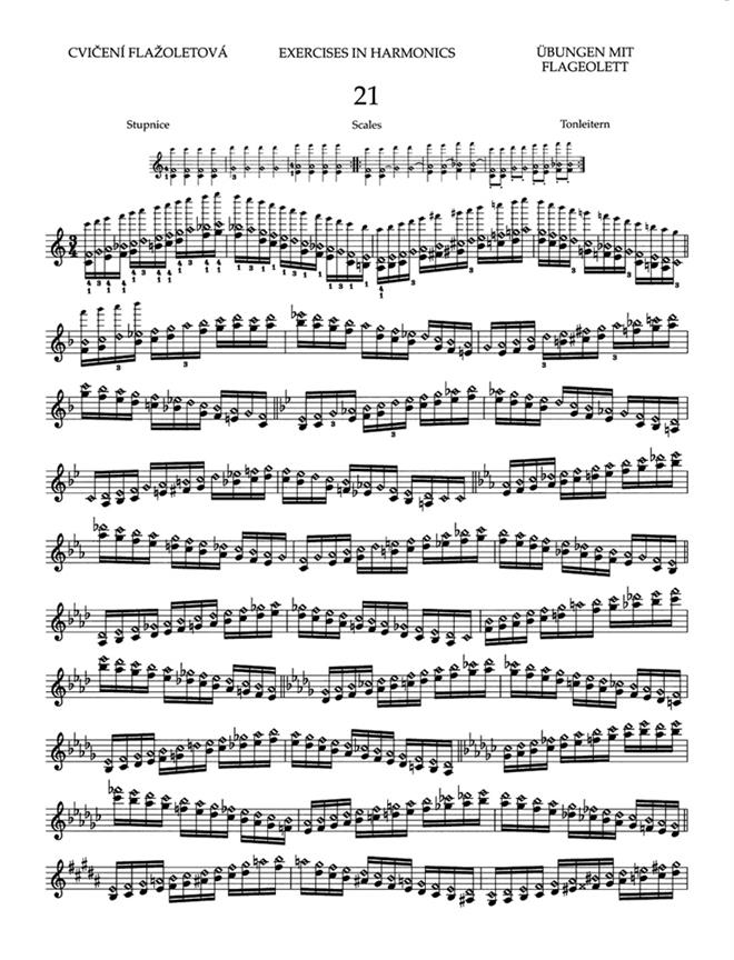 Škola houslové techniky op. 1 sešit 4 - Cvičení dvojhmatová a flažoletová