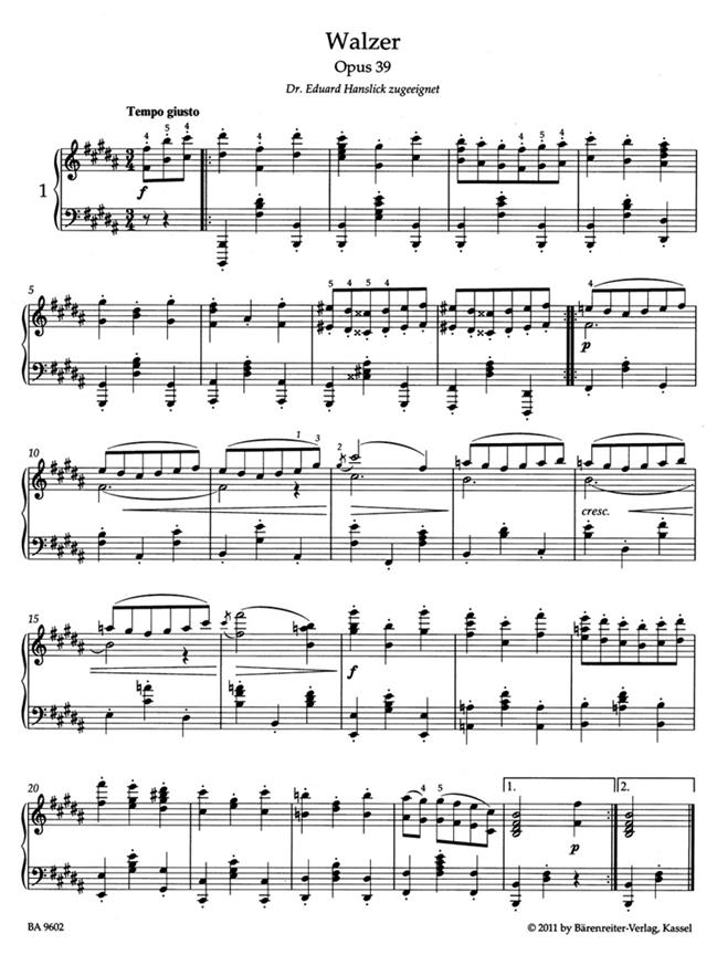 Waltzes Op.39 - Urtext - na klavír