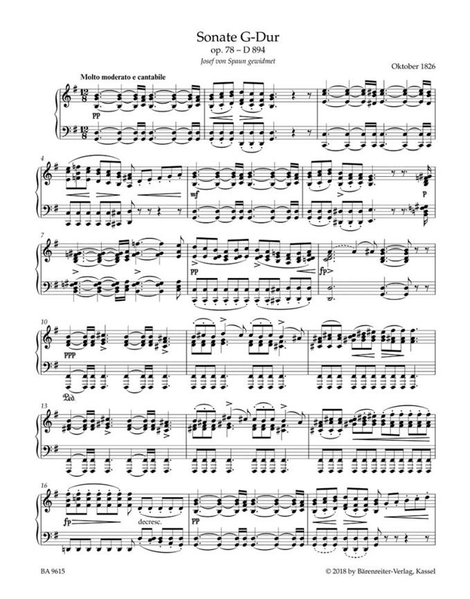 Piano Sonata In G Op.78 D 894 - G Major Op. 78 D 894 - na klavír