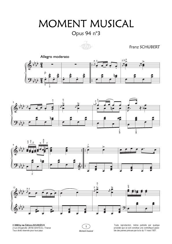 Moment Musical Opus 94 N°3 - Collection Anacrouse - na klavír