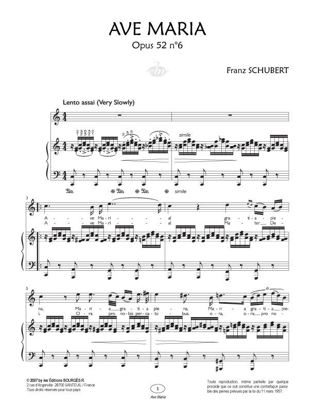 Ave Maria Opus 52 N°6 - Voix Elevées - Collection Anacrouse - zpěv a klavír