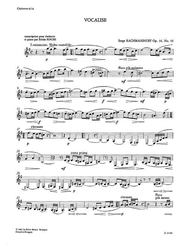 Vocalise op. 34, no. 14 - pro klarinet a klavír