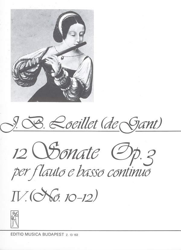 12 Sonate Op. 3, Vol. 4 (No. 10-12) - Per flauto e basso continuo - pro příčnou flétnu a klavír