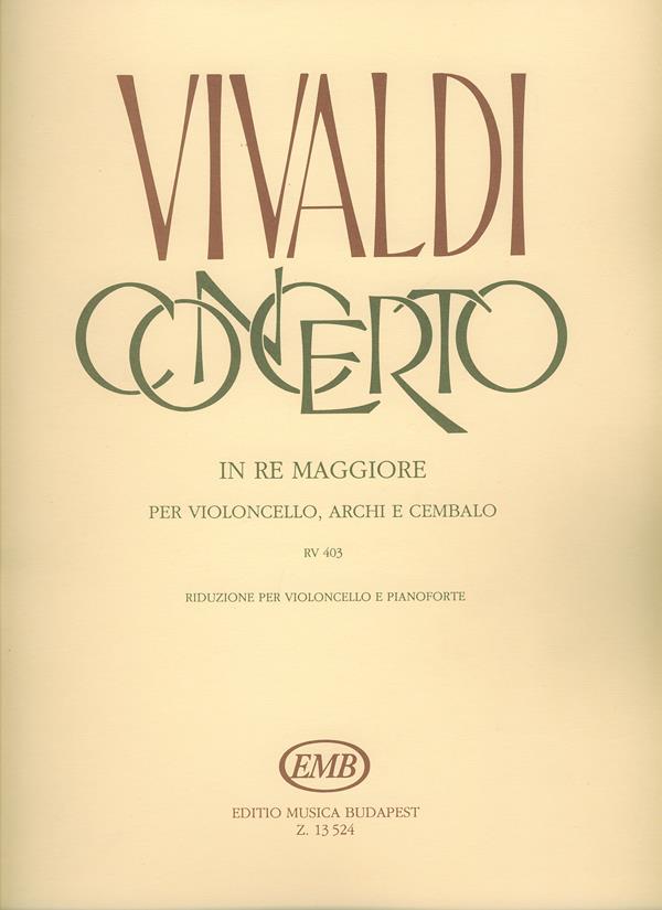 Concerto in re maggiore per violoncello, archi e - per violoncello, archi e cembalo RV 403 (F. IIII. No. 16, P.V. 181) - violoncello a klavír