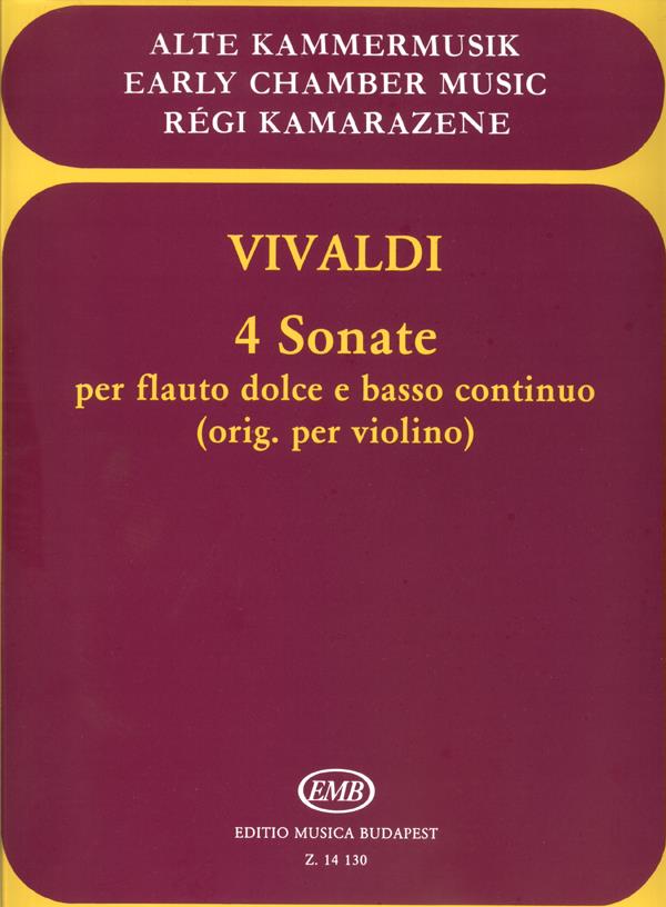 4 Sonatas - per flauto dolce e basso continuo - zobcová flétna a klavír