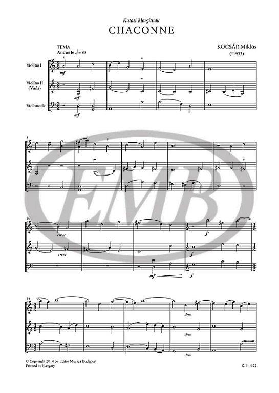 Chaconne per archi - for junior string orchestra or two violins and violoncello or violin, viola and violoncello - pro smyčcový soubor