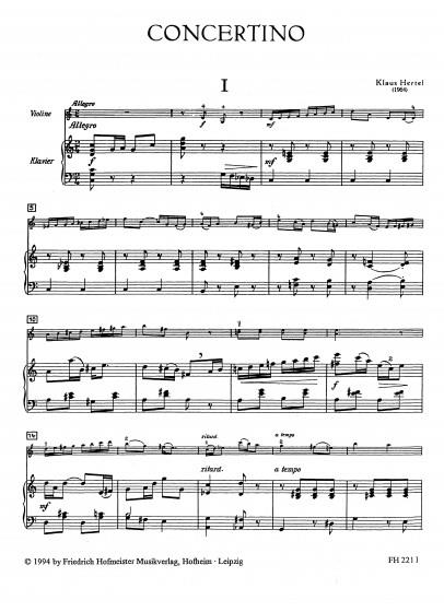 Concertino (1.-3. Lage) - housle a klavír