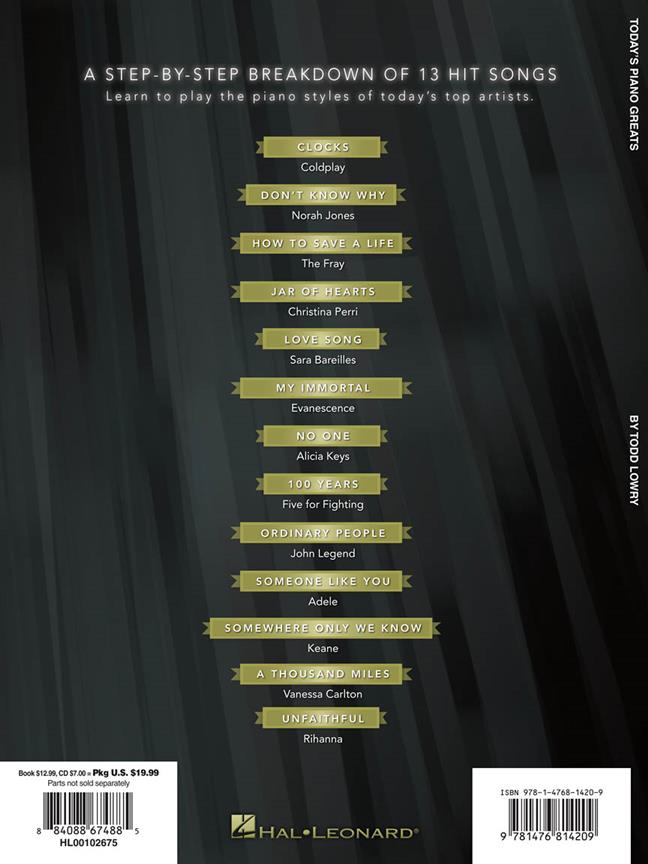 Today's Piano Greats - A Step-By-Step Breakdown of 13 Hit Songs - noty na klavír