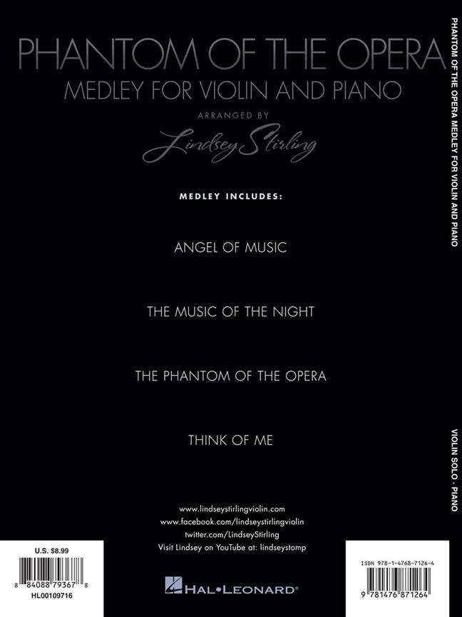 The Phantom of the Opera - Medley for Violin with Piano Accompaniment