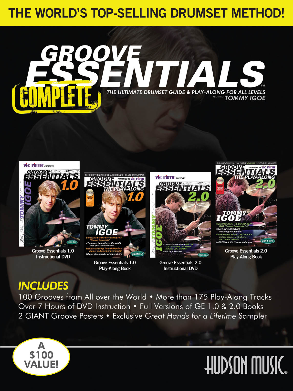 Groove Essentials 1.0-2.0 Complete - Includes 2 Books, 2 DVDs and 2 Posters - na bicí