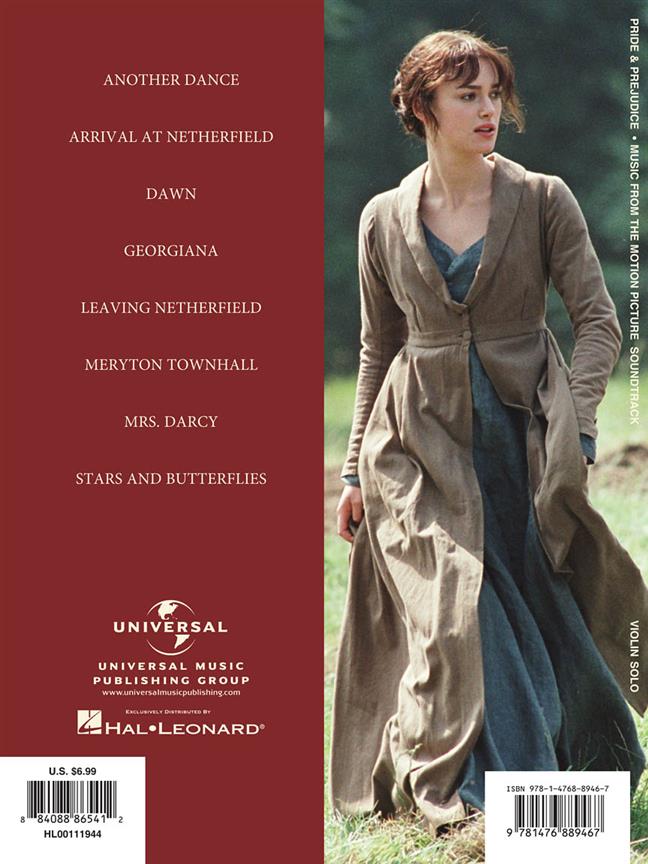 Pride & Prejudice Music: Motion Picture Soundtr. - noty pro housle