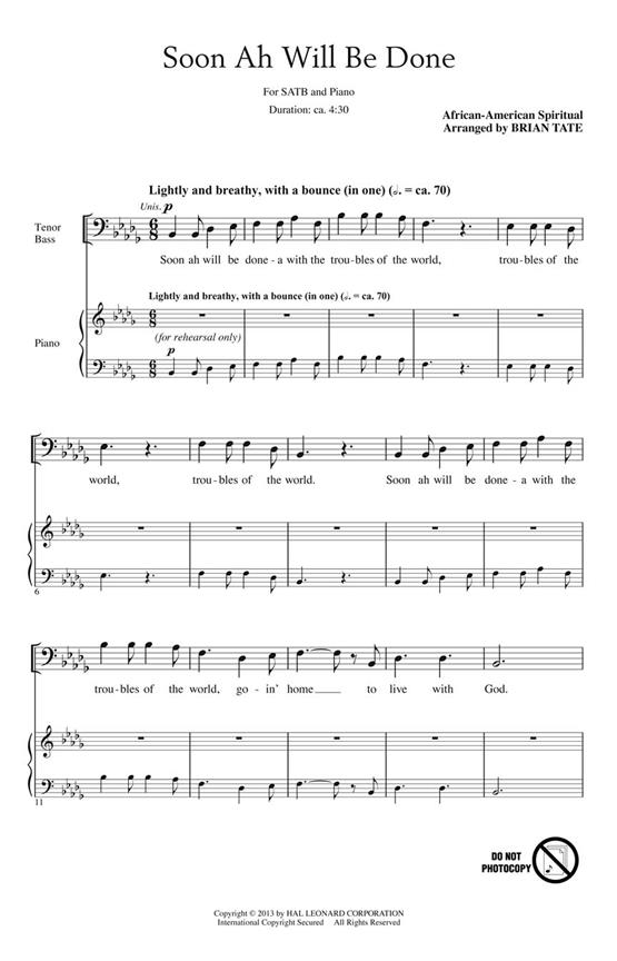 Soon Ah Will Be Done - pro sbor SATB
