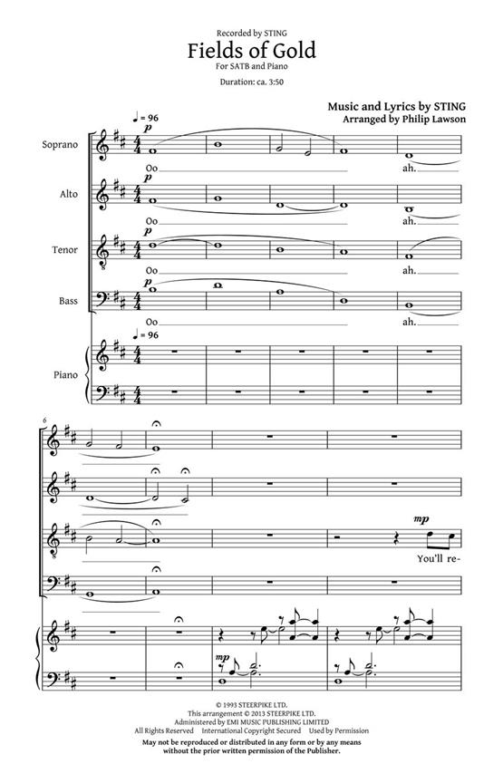 Fields of Gold - pro sbor SATB