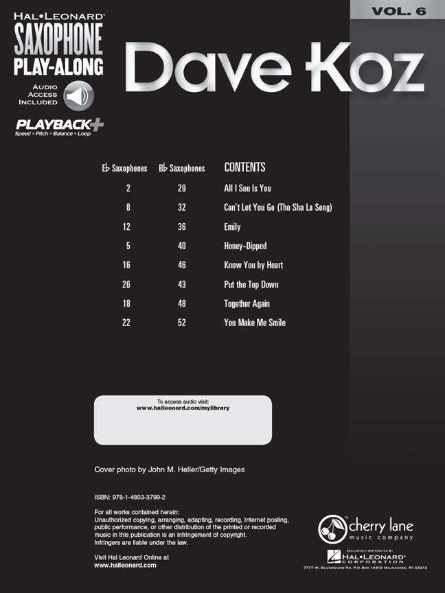 Dave Koz - Saxophone Play-Along Volume 6 noty pro saxofon