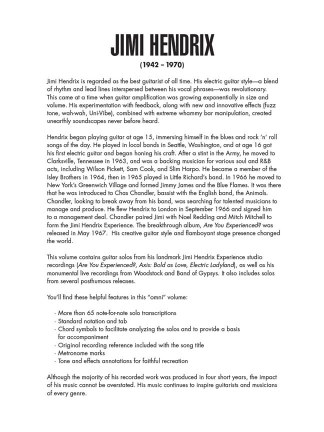 Jimi Hendrix Omnibook - For C Instruments - noty na kytaru