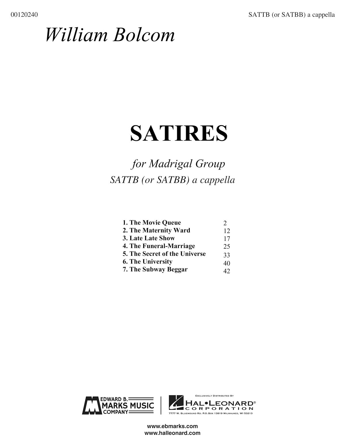 Satires - SATB Madrigal Group unaccompanied - pro sbor SATB