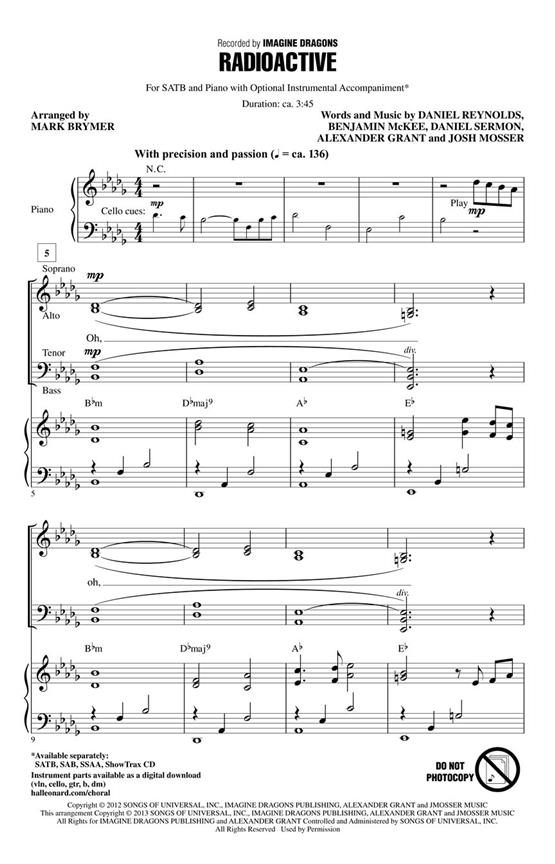 Radioactive - pro sbor SATB