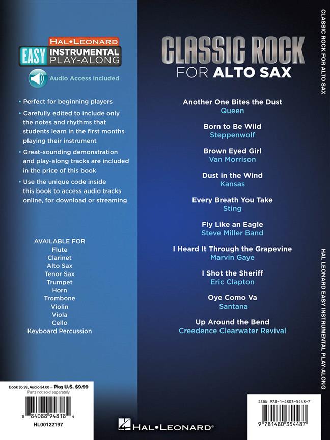 Noty pro Alto Saxophone - Easy Instrumental Play Along: Classic Rock