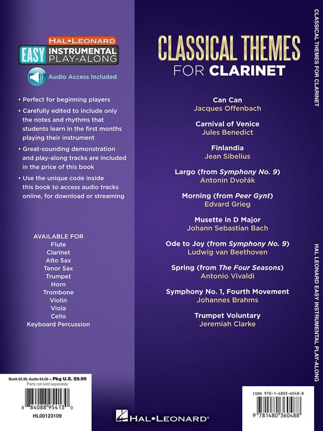 Easy Instrumental Play-Along: Classical Themes - noty na klarinet