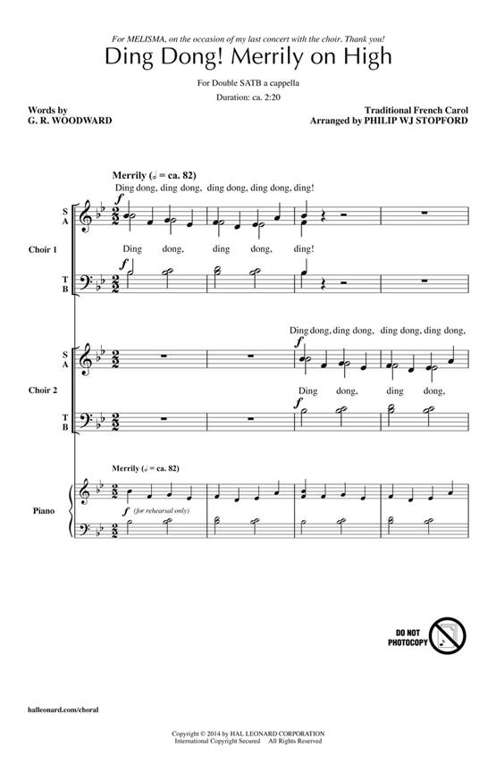 Ding Dong Merrily on High - Traditional French Carol - pro sbor SATB