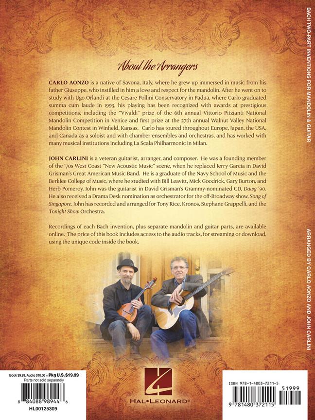 Bach Two-Part Inventions for Mandolin & Guitar - noty pro mandolínu