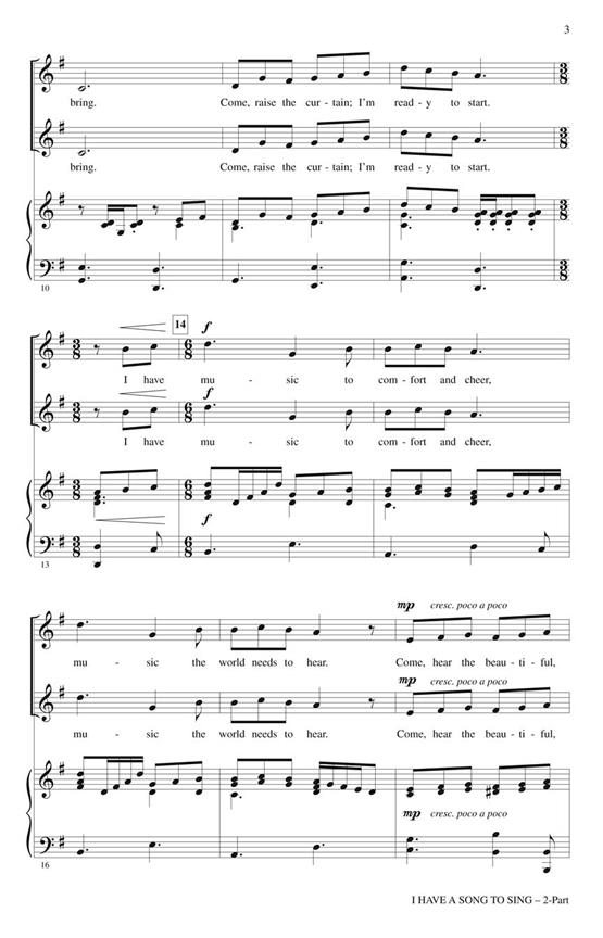 I Have a Song to Sing - pro sbor 2-Part