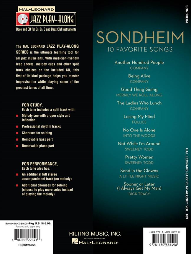 Sondheim - Jazz Play-Along Volume 183 - noty pro nástroje v ladění C
