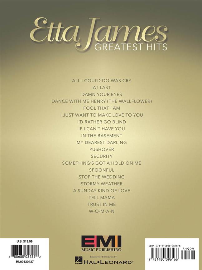 Etta James: Greatest Hits - Original Keys for Singers - filmové písně pro zpěv a klavír