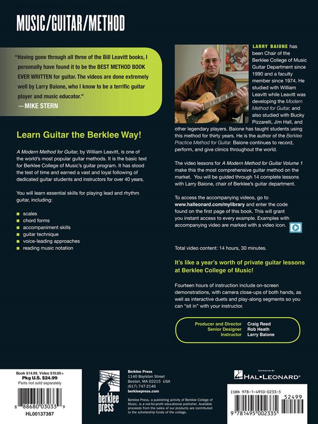 A Modern Method For Guitar ? Volume 1 - Book with More Than 14 Hours of Berklee Video Guitar Instruction - pro kytaru