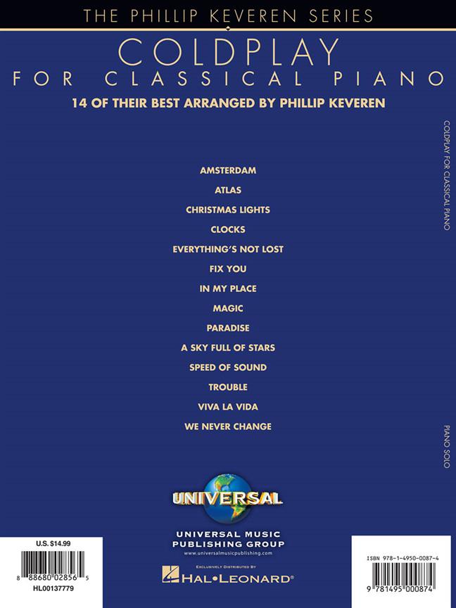 Coldplay for Classical Piano - 14 of their Best - The Phillip Keveren Series - noty pro klavíristy