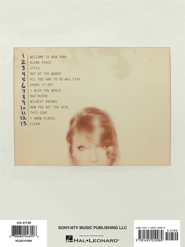 Taylor Swift - 1989 - noty pro zpěv, klavír s akordy pro kytaru