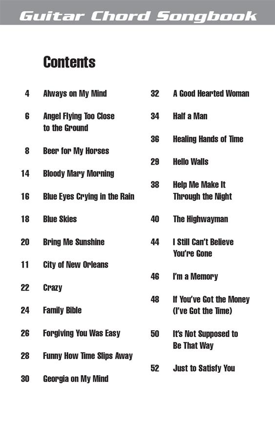 Willie Nelson - Guitar Chord Songbook noty na kytaru