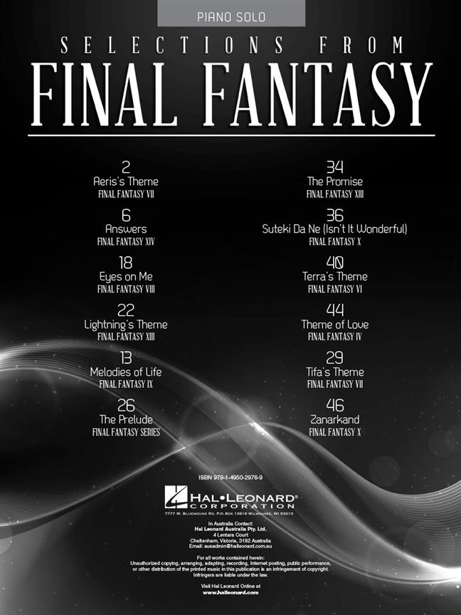 Selections from Final Fantasy - filmové noty na klavír